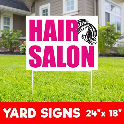HAIR SALON Yard Sign Corrugate Plastic with H-Stakes barber shop beauty cuts
