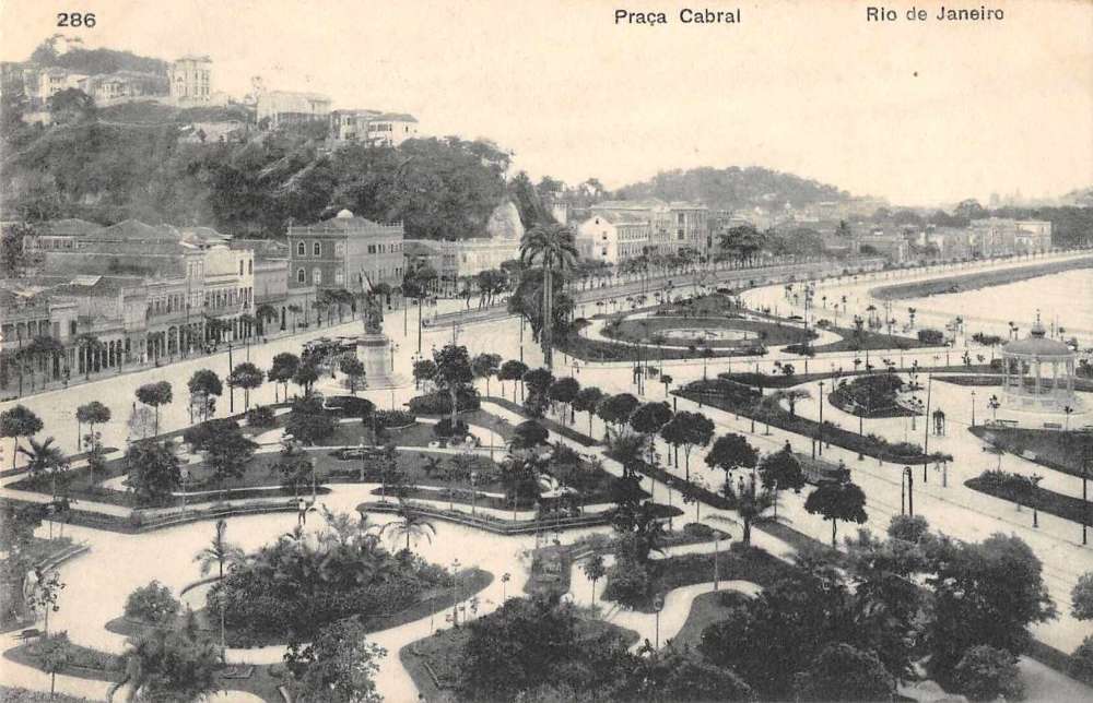 Rio de Janeiro Brazil panoramic view Praca Cabral antique pc