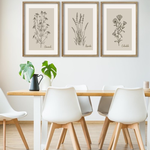 Vintage Antique Garden Wildflowers Sign Wall Art Decor 16"x11" Set Of 3 Livin... - Picture 4 of 7