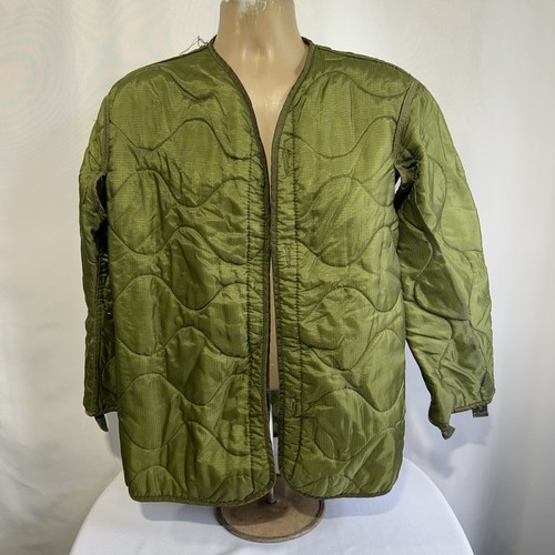 Vintage US Military Cold Weather Liner Jacket Size Small Field Coat OD Green 80s - 第 1/8 張圖片