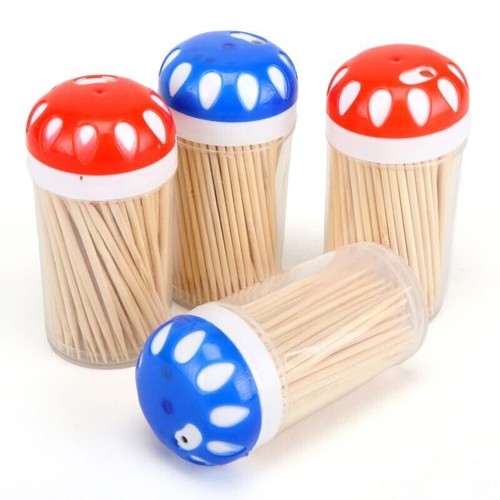 4 Tubes Bulk Bamboo Toothpicks In Dispenser Party Finger Food Snack Cocktail - Picture 3 of 4