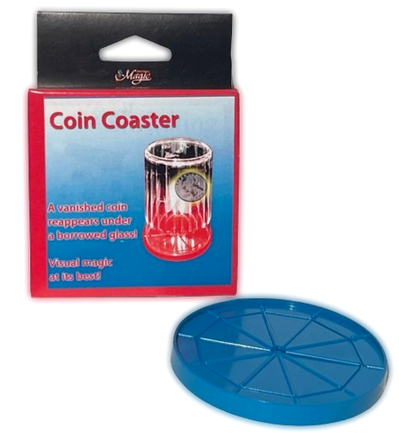 Royal COIN COASTER Close Up Magic Trick Quarter Penetrates Borrowed Glass Thru - Picture 2 of 7