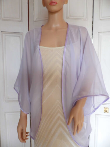 LILA Chiffon Kimono Halstuch Hochzeit Abend Achselzucken Bolero Jacke. Größe 8 - 24 - Bild 1 von 3