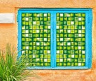 3D Green Grid B05 Window Film Print Sticker Cling Stained Glass UV Block Sin