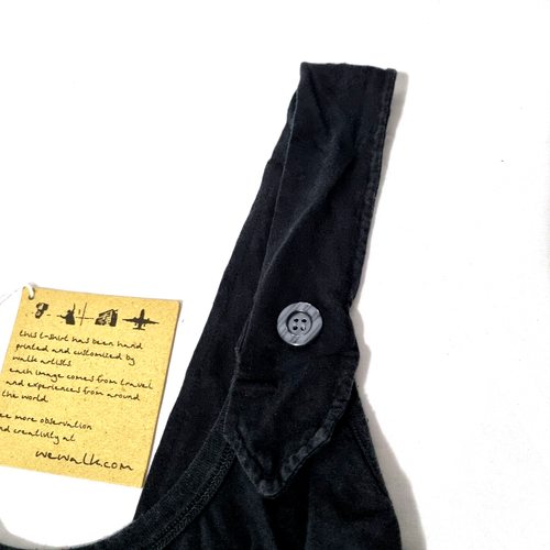 We Walk Dungaree Girls Love Shoes Black White Hand Printed Art Women Size XS $59 - Picture 18 of 24