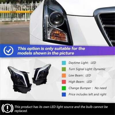 Red Eye LED Headlights For Cadillac ATS ATS-V 2013-2019 DRL