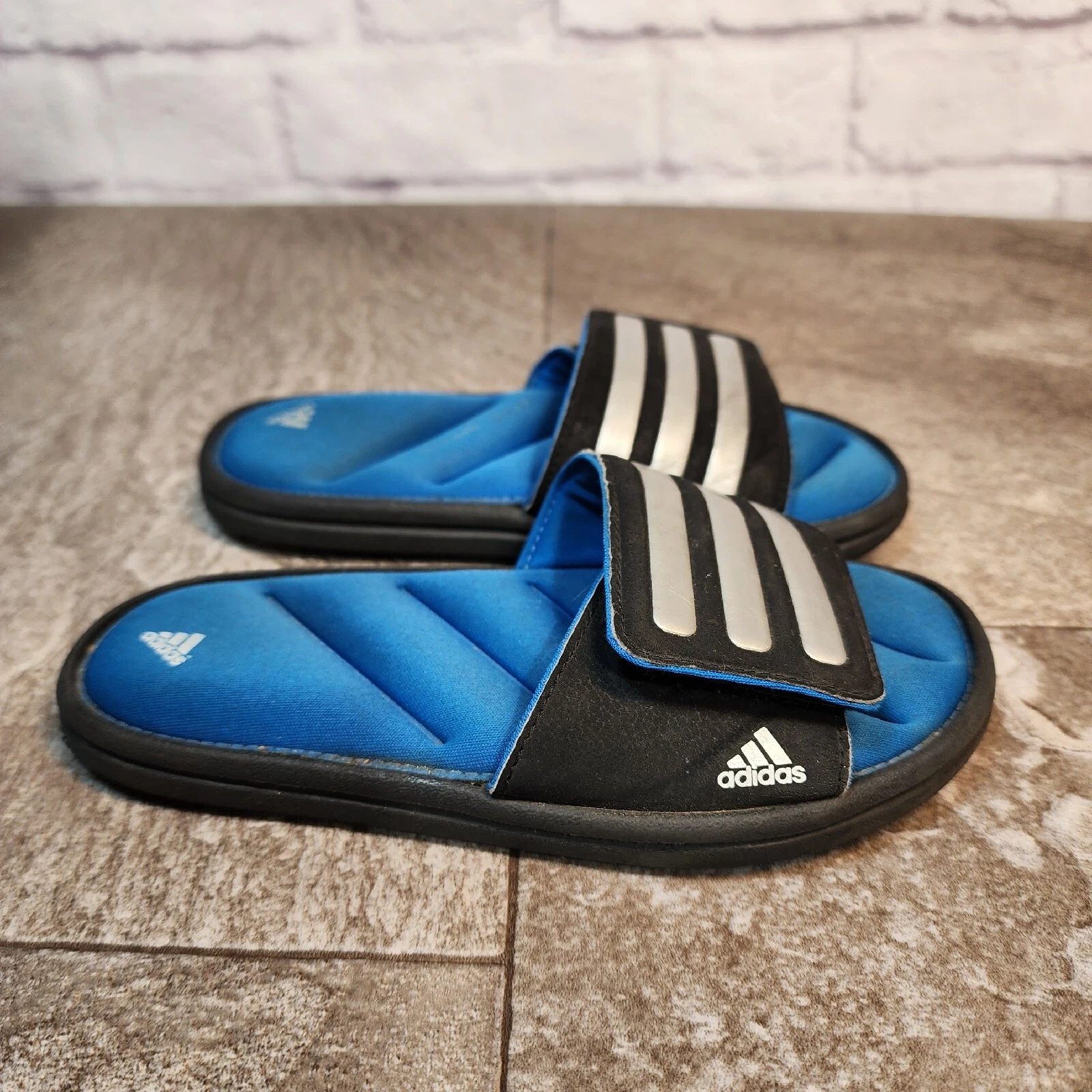 Sandali slip on Adidas Slides bambini taglia 13K blu nero argento Q23523