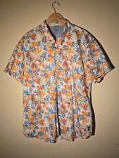 Izod Saltwater Polo Shirt Mens Floral 2XL Sunshield Performance Orange Flowers
