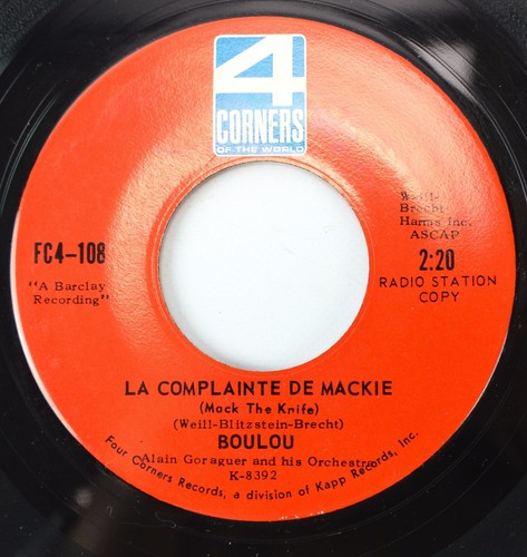 BOULOU Bluesette Rare Radio Copy 4 Corners Of The World Vinyl Record 45 FC4-108 - Imagen 8 de 9