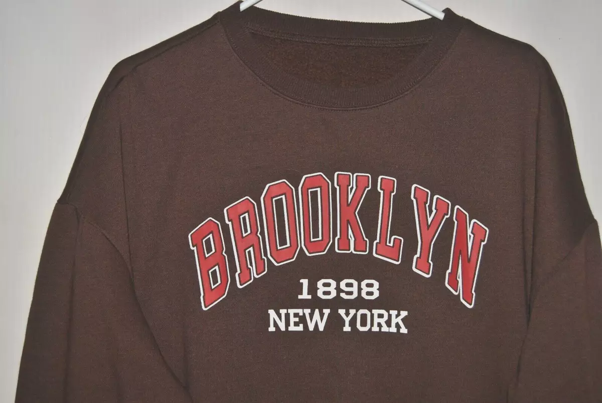 Women's Brown Sweatshirt Size L Brooklyn 1898 New York