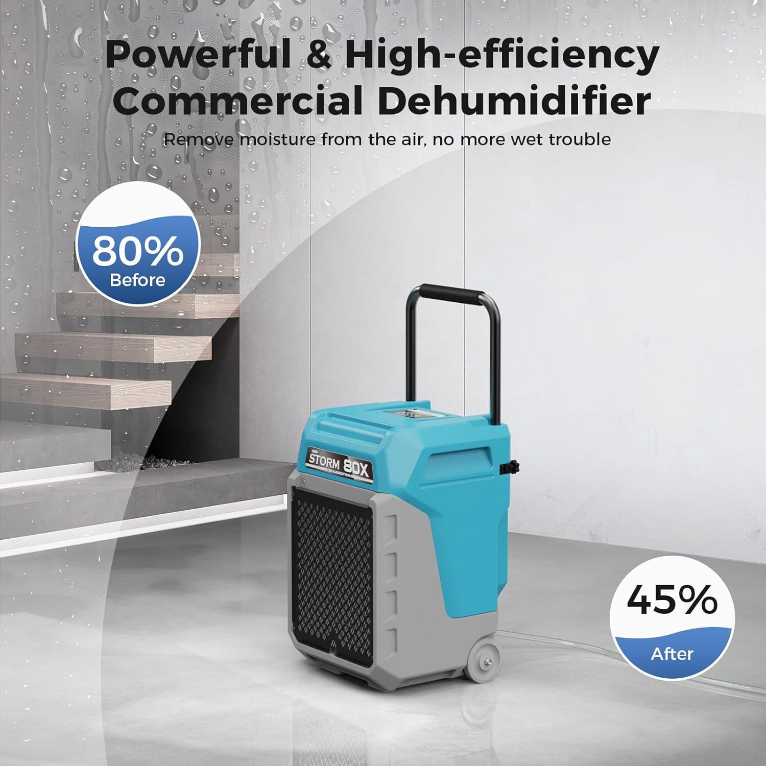 ALORAIR 170 Pints Commercial Dehumidifier touch screen Water Damage Restoration