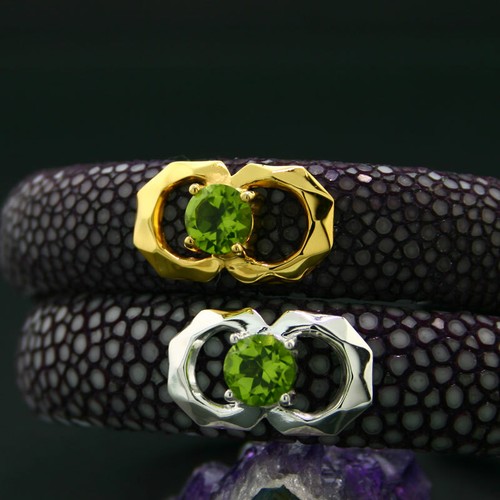 Peridot Rochenleder Armreif 925er Silber gelb - Bild 2 von 6