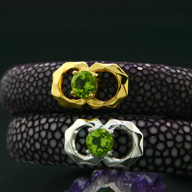 Peridot Rochenleder Armreif 925er Silber gelb - Bild 2 von 4