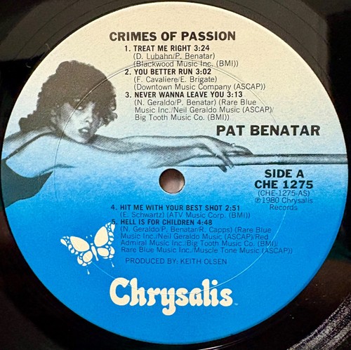 PAT BENATAR: Crimes Of Passion 1980 (Vinyl, Album, LP, Columbia Mastered) - Picture 7 of 7