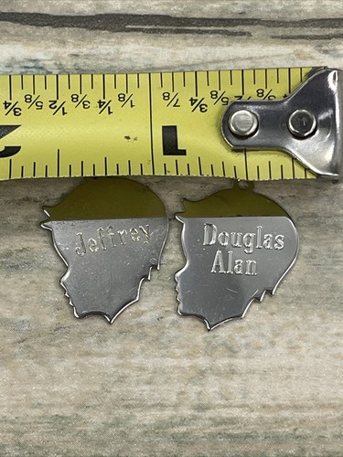 2 Vintage Wells Sterling Silver Charm Boy Silhouette Face Head Douglas Jeffrey - Picture 8 of 10