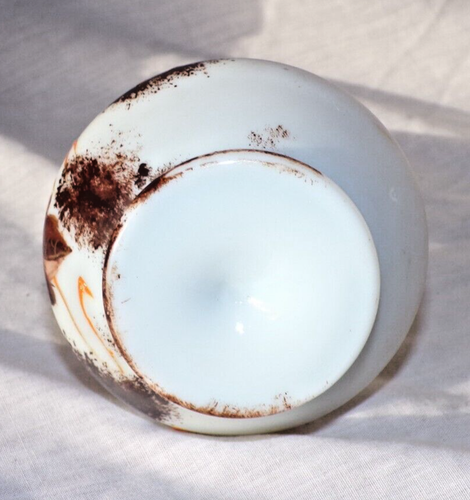 Decorative Victorian Opaline Autumnal Glass Stem Vase Hand Painted 18 cm Tall - Picture 7 of 7