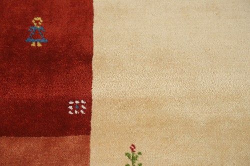High-quality Ivory Hand-woven Wool Rug Durable Gabbeh Rug 5x8 ft - Picture 10 of 20