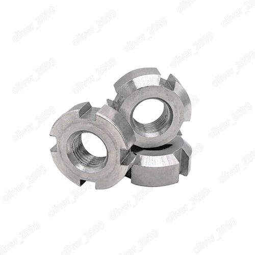 304 Stainless Steel Round Slotted Nuts M10 M12 M14 M16 M18 M20 M22 M24 M30-M50 - Picture 1 of 7