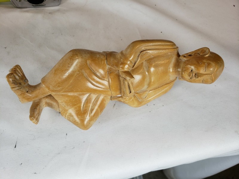 Nice vintage chinese or japanese monk figurine, carved wood, details