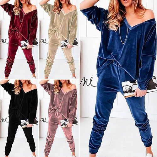 Womens Long Sleeve Velvet Velour 