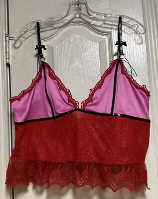 Sold Out H & M Innovation Story Cherish Waste Coll. Red Pink Black Camisole