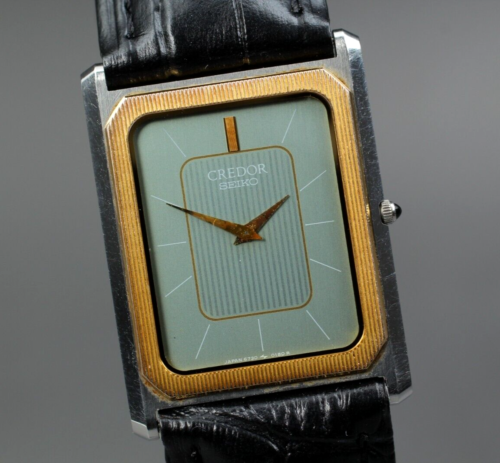 Vintage 【N MINT】 Seiko Credor 14K 6730-5090 Quartz Gray Watch 25 mm From JAPAN