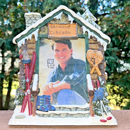 Steamboat Colorado Ski Lodge 1997 3D Ski Shoes Photo Frame Hand Painted 1997 - Picture 6 of 6