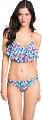 AEROPOSTALE Fiesta Flutter Rainbow Padded Bikini Top Hipster Bottoms Swimsuit M