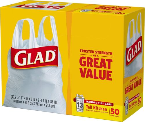 Glad Tall Handle-Tie Kitchen Trash Bags - 13 Gallon - 50 Count - Picture 4 of 12