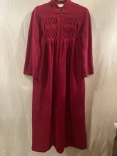 Vtg Kayser Red Burgundy Fleece Dacron Grannycore 3/4 Zipper Housecoat Robe S