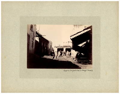 Maroc, rue de Tanger, bazar Vintage albumen print, Tirage a