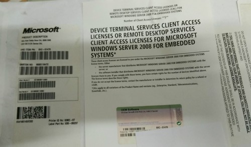 Servicios de escritorio remoto 6VC-01470 5 CALS para Windows Server 2008 para sistemas integrados - Imagen 1 de 2