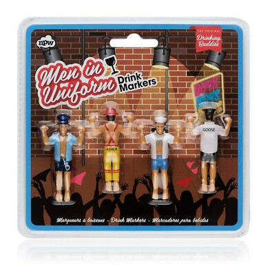 Drinking Buddies Männer in Uniform 4er Pack Getränkemarker