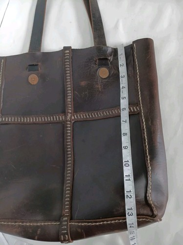 LM Brown Leather Medium Bucket Bag Carryall Work - Imagen 3 de 10