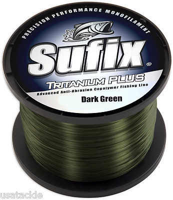 SUFIX Tritanium Plus Monofilament Fishing Line 10Lb 1495Yd 1/4LB Spool Dk Green
