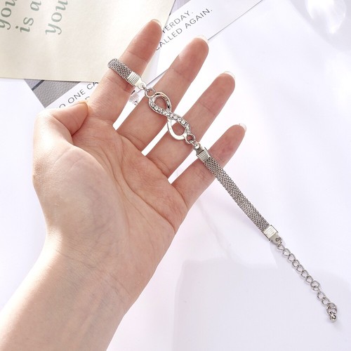Moda Joyería Plata Estrás Infinito Cadena de Amor Colgante Pulsera 1-244 - Imagen 3 de 8