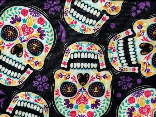 ¡Nuevo! "Hermosa Corredora de Mesa Negra Calavera de Azúcar Día de los Muertos 13"" x 72" - Imagen 3 de 8