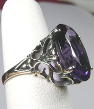 Vintage Filigree 8ct Simulated Amethyst Sterling Silver Ring Custom-Made  D10