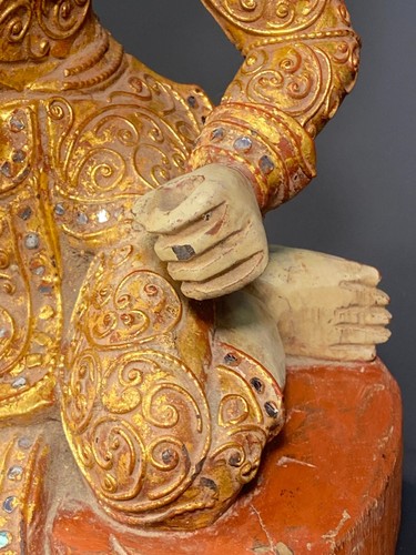 Fine Rare Burma Burmese Carved Gilt Wood Figure Fierce Rakshasa ca. 19th century - Picture 9 of 23