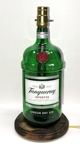 Tanqueray Gin 1.75L Bottle Bar TABLE LAMP Lounge Light w/ KRAFT SHADE & LED Bulb - Picture 9 of 12