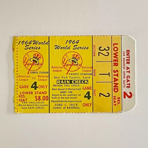 1964 World Series Game 4 Ticket, Ken Boyer Grand Slam, NY Yankees vs Cardinals - 第 1/6 張圖片