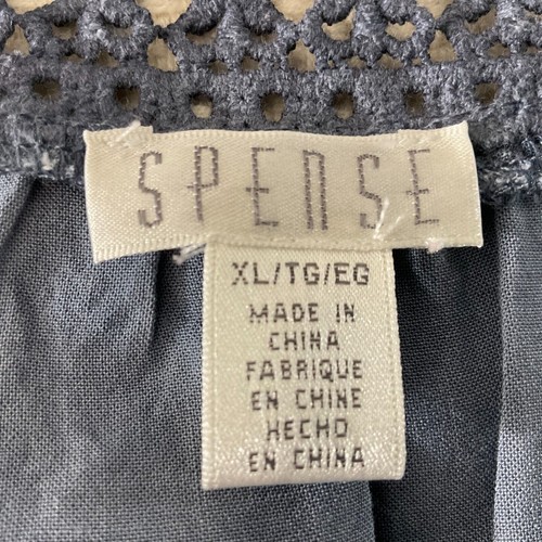 Spense Gray Crochet Neck V-Neck Long Sleeve Top XL - Picture 6 of 11