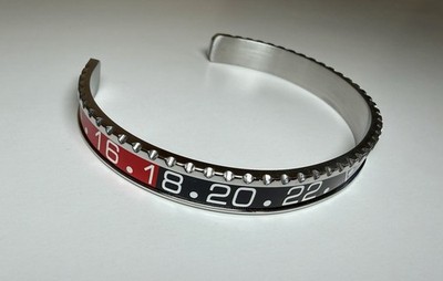 Red Black Coke GMT Bezel Style Bangle Bracelet Stainless Steel Submariner