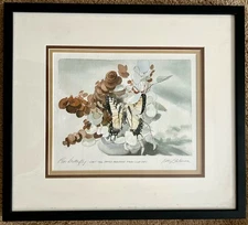 Betty Blakemore Original Watercolor Painting POOR BUTTERFLY 17.5” x 15.5”Framed