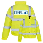 Yellow Reflective Security Hi Vis Bomber Jacket Printed Work Coat High Viz
