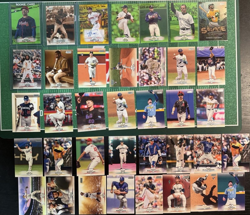 2025 Topps Stadium Club Lot of 30 - Joey Cantillo Yellow Auto, Baldwin Green