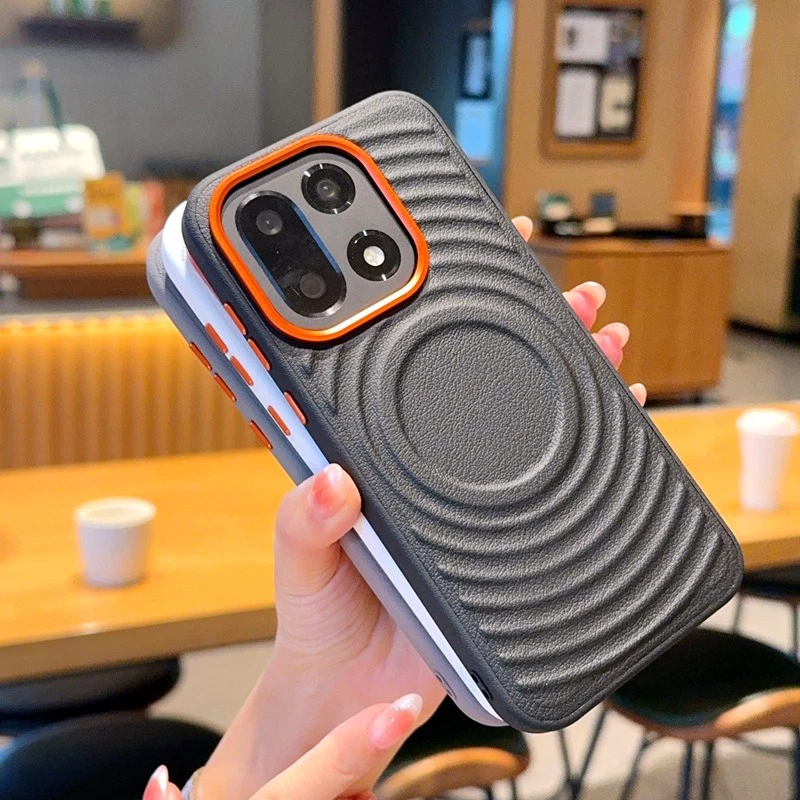 For OnePlus 15 5G, Fashion Hybrid Armor Ripple Pattern Magnetic Back Cover Case - Image 2 of 4