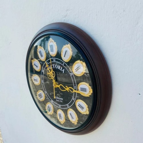 Vintage Maritim Stil 12" Messing Holzuhr Wandmontage Wohndeko Uhr Geschenk - Bild 5 von 6