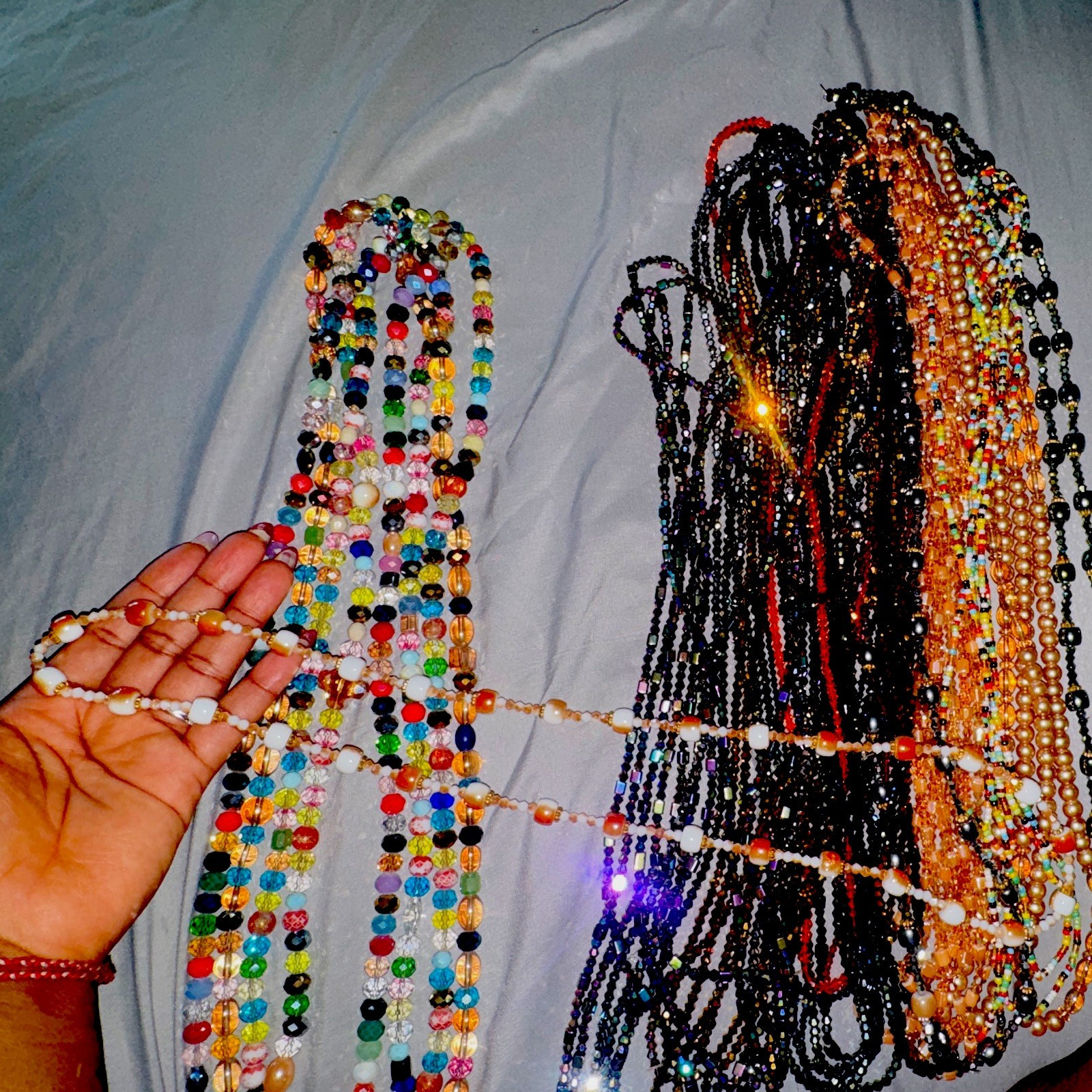 Mixed Lot Multicolor Beaded Necklaces/Strands, Mixed Materials & Metals
