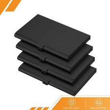 4 x Business Card Holder Aluminum Metal Card Case Professional Slim Pocket Black